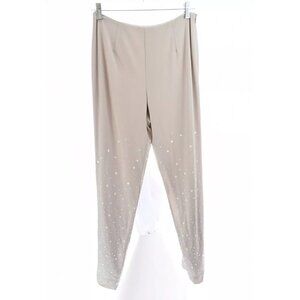 Worth Womens Dress Pants Beaded Embellished Tapered Wool Beige Sz 6 Small